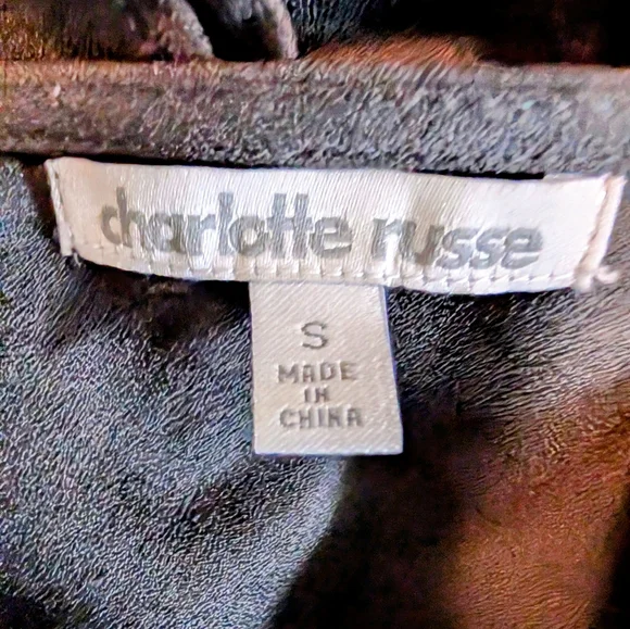 Charlotte Russe Black Beaded Shoulder Dress Long Sheer Sleeve Wrap Elastic Waist - Picture 6 of 7